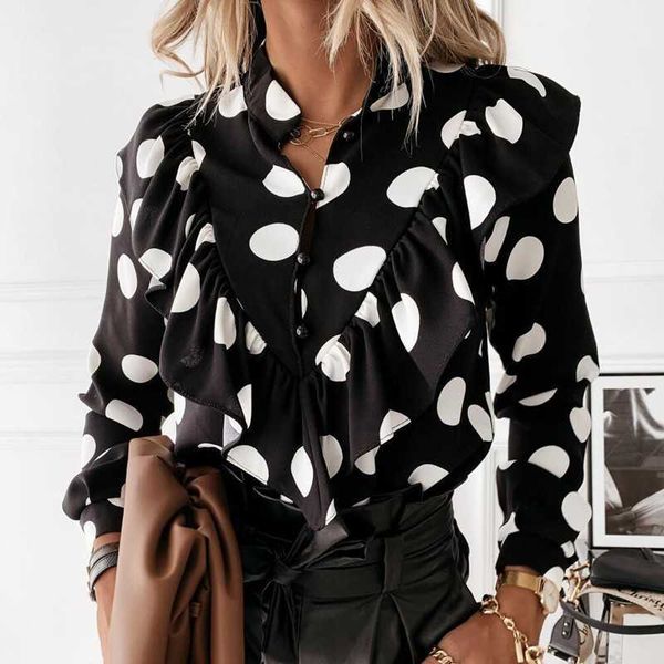 polka dot ruffle blouse womens summer fashion elegant stand collar long sleeve office ladies shirts plus size and blouses 210608, White
polka dot ruffle blouse womens summer fashion elegant stand collar long sleeve office ladies shirts plus size and blouses 210608, White
