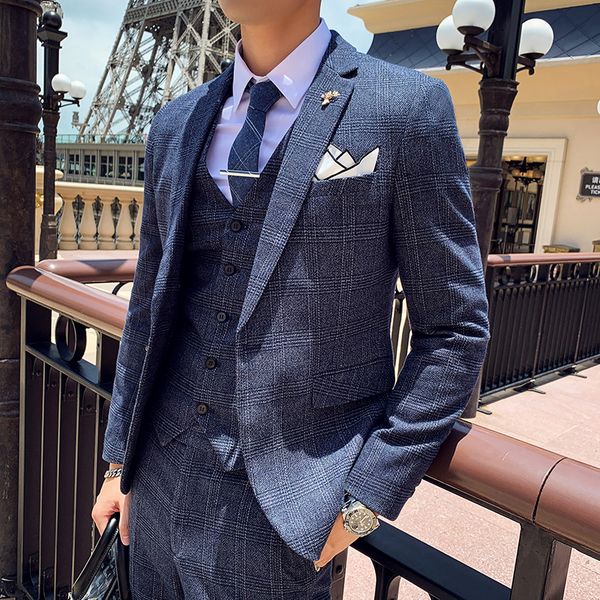 2021 the new arrival men three-piece korean version british slim check wedding casual business men's suit 7zmc, White;black
2021 the new arrival men three-piece korean version british slim check wedding casual business men's suit 7zmc, White;black