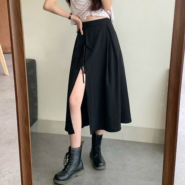 mid-length kuchao 2021 new women's high waist all-match split a- line skirt qt0q, Black
mid-length kuchao 2021 new women's high waist all-match split a- line skirt qt0q, Black