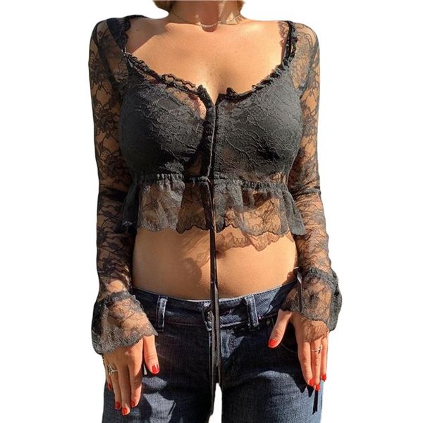 women's t-shirt 2021 spring lace women long sleeve square collar see through up crop club autumn fashion short t-shirts, White
women's t-shirt 2021 spring lace women long sleeve square collar see through up crop club autumn fashion short t-shirts, White