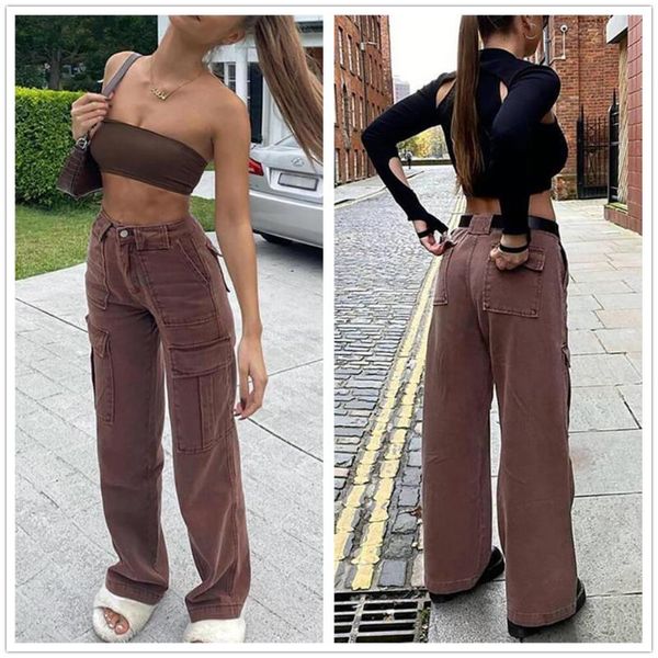 women's jeans 2021 black and brown women high waist straight fashion loose denim cargo pants street casual trousers s-xl drop ship, Blue
women's jeans 2021 black and brown women high waist straight fashion loose denim cargo pants street casual trousers s-xl drop ship, Blue