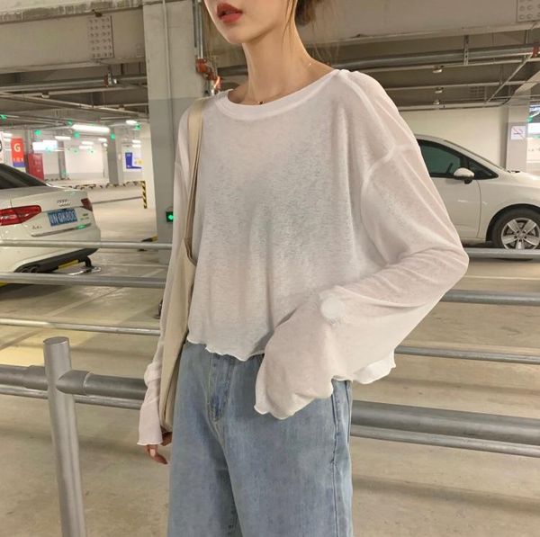 women's t-shirt women long sleeve t shirt o-neck tees sun protection ice silk drawstring spring summer autumn soft girl female 928#, White
women's t-shirt women long sleeve t shirt o-neck tees sun protection ice silk drawstring spring summer autumn soft girl female 928#, White