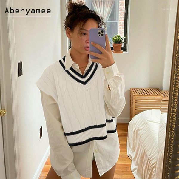women's vests aberyamee v neck sweater vest women knitted sleeveless black white pacthwork pullover casual lady autumn spring 2021 stre
women's vests aberyamee v neck sweater vest women knitted sleeveless black white pacthwork pullover casual lady autumn spring 2021 stre