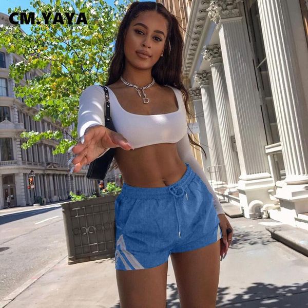 women's shorts cm.yaya women patchwork drawstring waist strechy straight mini active fashion fitness joggers trousers summer, White;black
women's shorts cm.yaya women patchwork drawstring waist strechy straight mini active fashion fitness joggers trousers summer, White;black