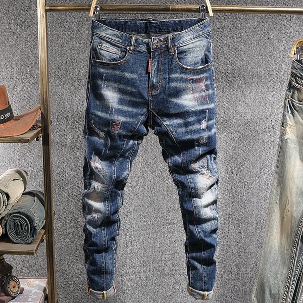 men's jeans european street fashion men retro blue elastic slim ripped embroidery patch designer hip hop denim pencil pants
men's jeans european street fashion men retro blue elastic slim ripped embroidery patch designer hip hop denim pencil pants