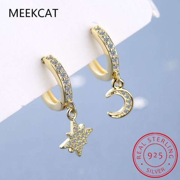 hoop & huggie meekcat 925 sterling silver fashion zircon moon star earrings for women 2021 christmas gifts jewelry s-e1360, Golden;silver 
hoop & huggie meekcat 925 sterling silver fashion zircon moon star earrings for women 2021 christmas gifts jewelry s-e1360, Golden;silver