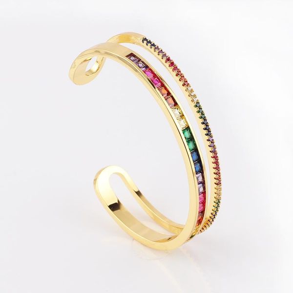 bangle fashion open colorful part double ring upper thin lower thick zircon bracelet rainbow for women trend full rhinestone style, Black
bangle fashion open colorful part double ring upper thin lower thick zircon bracelet rainbow for women trend full rhinestone style, Black