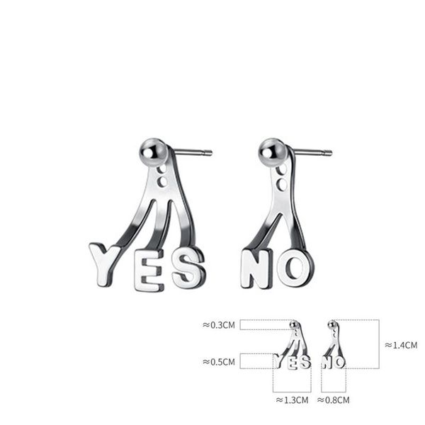 stud 100% 925 sterling silver yes no letter earrings back hanging earring for women girls mom charm asymmetric ear jewelry, Golden;silver
stud 100% 925 sterling silver yes no letter earrings back hanging earring for women girls mom charm asymmetric ear jewelry, Golden;silver