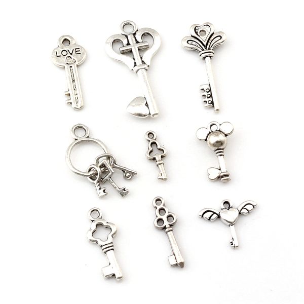 180pc antique silver alloy mix key charms pendants for jewelry making bracelet necklace diy accessories a-657, Bronze;silver
180pc antique silver alloy mix key charms pendants for jewelry making bracelet necklace diy accessories a-657, Bronze;silver