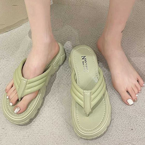 rimocy summer casual clip toe flat flip flops women comfort soft sole platform slides woman non slip beach slippers ladies 210528, Black