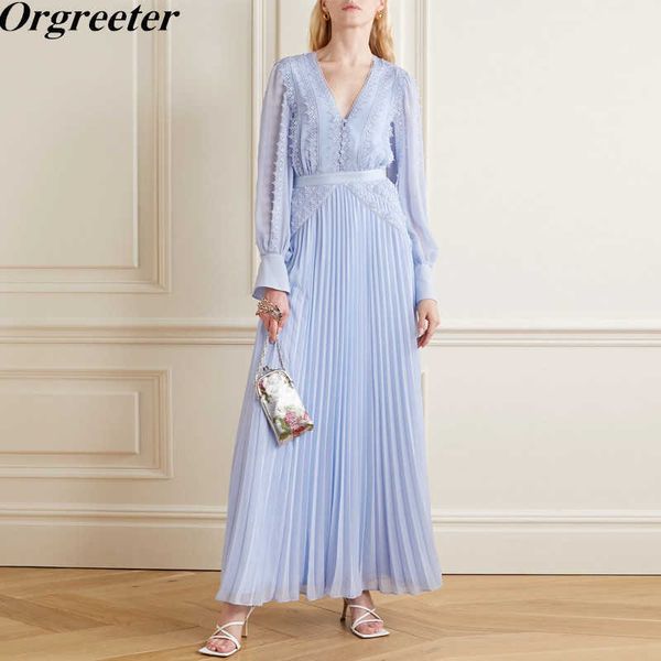princess chiffon lace patchwork long dress for women summer v-neck crochet long-sleeved temperament pleated 210525, Black;gray
princess chiffon lace patchwork long dress for women summer v-neck crochet long-sleeved temperament pleated 210525, Black;gray
