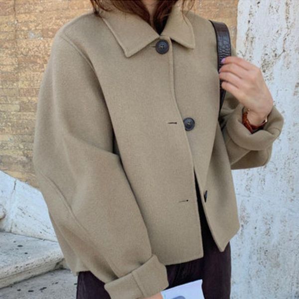 wool & blends korean vintage lapel loose khaki long-sleeved woolen coat women short jacket, Black
wool & blends korean vintage lapel loose khaki long-sleeved woolen coat women short jacket, Black