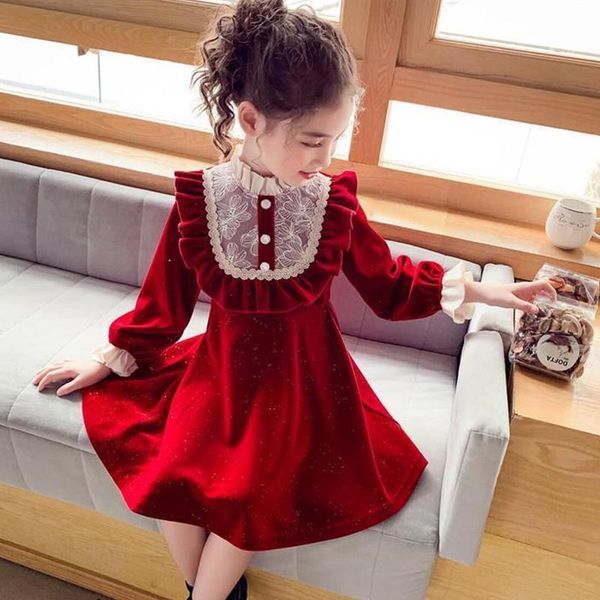 girl's dresses autumn winter girls long sleeve velvet lace dress kids children red solid cute sweet wedding party vestidos 4-12 years, Red;yellow
girl's dresses autumn winter girls long sleeve velvet lace dress kids children red solid cute sweet wedding party vestidos 4-12 years, Red;yellow