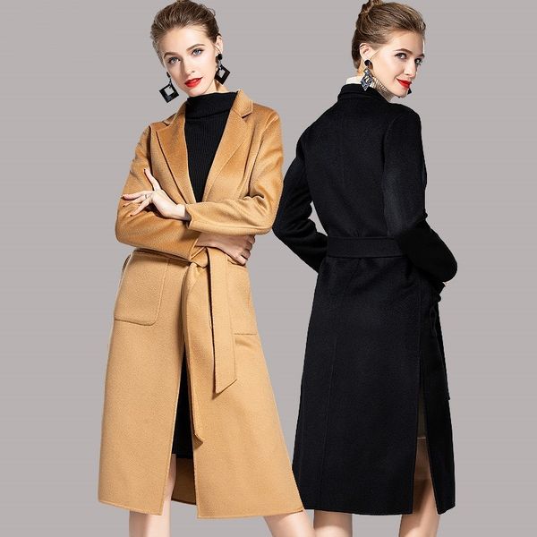 2021 water ripple cashmere female new solid long trench autumn and winter european double-sided women's woolen coat 06rx, Black
2021 water ripple cashmere female new solid long trench autumn and winter european double-sided women's woolen coat 06rx, Black