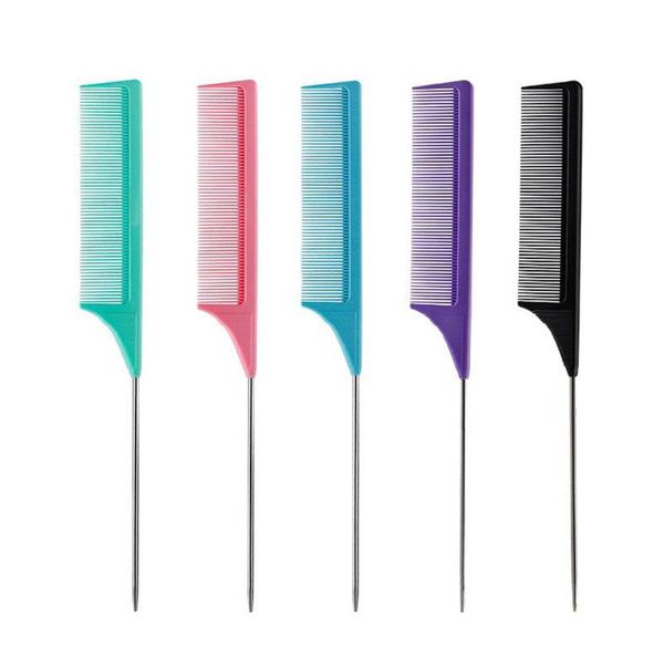 hair brushes anti-static tail comb metal-pin heat resistant rattail haire brush with fine tooth styling tools for salon, Silver
hair brushes anti-static tail comb metal-pin heat resistant rattail haire brush with fine tooth styling tools for salon, Silver
