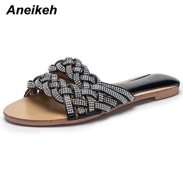 slippers aneikeh elegant summer 2021 flat with bling weave shallow outdoors women's shoes head peep toe casual beach mules, Black
slippers aneikeh elegant summer 2021 flat with bling weave shallow outdoors women's shoes head peep toe casual beach mules, Black