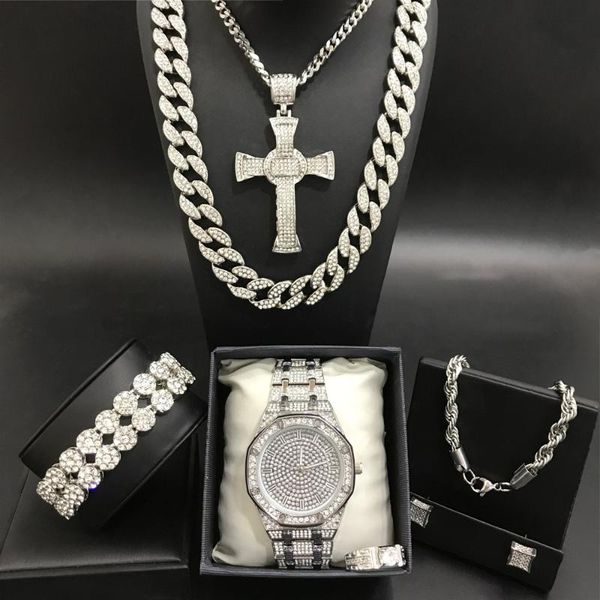 earrings & necklace luxury men silver color watch neckalce braclete ring earring combo set out cuban jewerly in crystal for
earrings & necklace luxury men silver color watch neckalce braclete ring earring combo set out cuban jewerly in crystal for