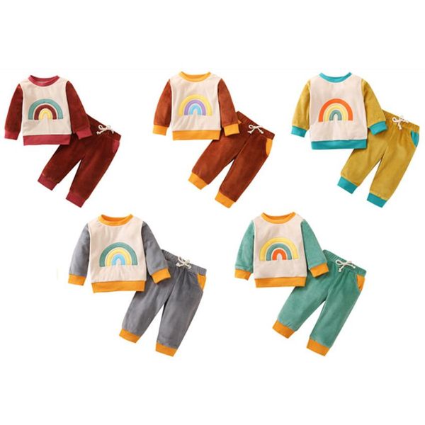 baby clothings rainbow embroidery multi-color splicing contrast color long sleeve sweatshirt + pants 2pcs/set fashiob kids suitszyy730, White
baby clothings rainbow embroidery multi-color splicing contrast color long sleeve sweatshirt + pants 2pcs/set fashiob kids suitszyy730, White