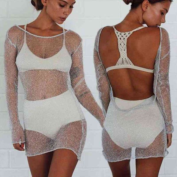long sleeve backless women dress bandage bodycon o neck mesh see through shinny evening party clubwear short mini, Black;gray
long sleeve backless women dress bandage bodycon o neck mesh see through shinny evening party clubwear short mini, Black;gray