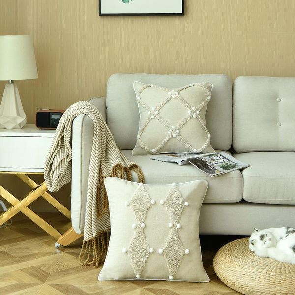 cushion/decorative pillow beige argyle tufted cushion cover with pom handmade square home decoration for living room bed zip open45x45cm
cushion/decorative pillow beige argyle tufted cushion cover with pom handmade square home decoration for living room bed zip open45x45cm