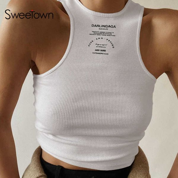 sweetown summer knit white tank for women letter print sleeveless going out cropped rave outfits black streetwear, Black;white
sweetown summer knit white tank for women letter print sleeveless going out cropped rave outfits black streetwear, Black;white