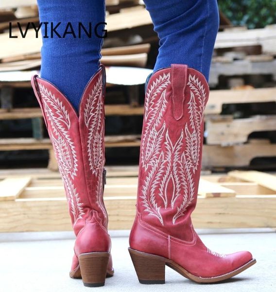boots nice classic embroidered western cowboy for women leather cowgirl low heels shoes knee high woman botas mujer, Black
boots nice classic embroidered western cowboy for women leather cowgirl low heels shoes knee high woman botas mujer, Black