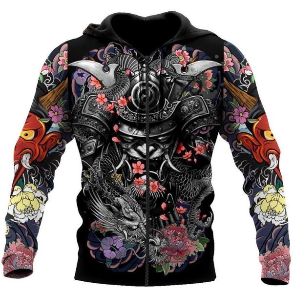 men's hoodies & sweatshirts samurai and dragon tattoo 3d all over printed deluxe hoodie men sweatshirt zip pullover casual jacket tra, Black 
men's hoodies & sweatshirts samurai and dragon tattoo 3d all over printed deluxe hoodie men sweatshirt zip pullover casual jacket tra, Black