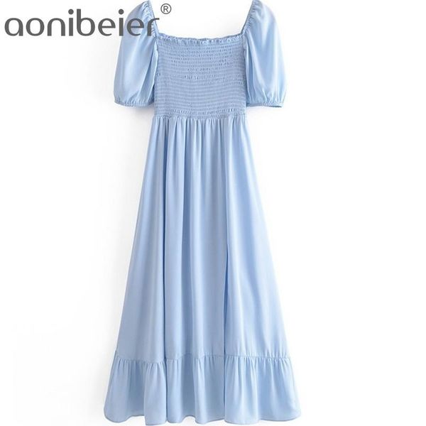 summer women ruffles dress puff sleeve square collar shirred body split side high waist female casual midi 210604, Black;gray
summer women ruffles dress puff sleeve square collar shirred body split side high waist female casual midi 210604, Black;gray