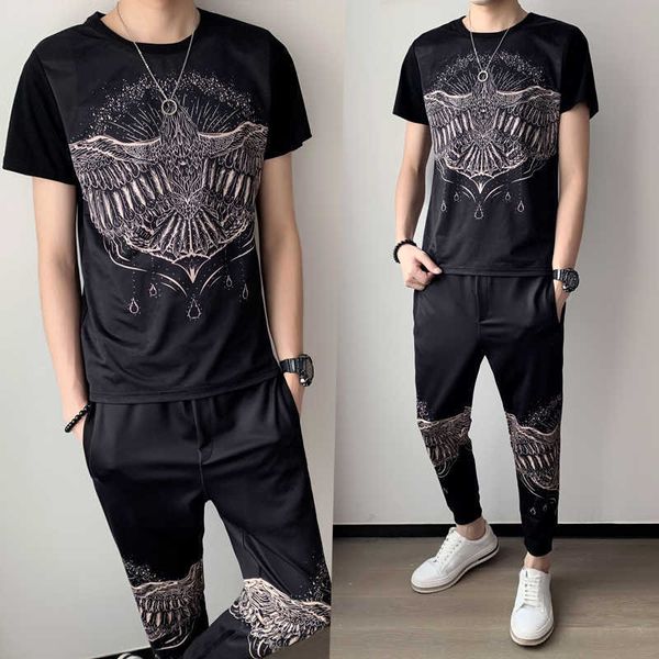2 piece set men tracksuits luxury print casual o-neck short sleeve t-shirt pants hip hop streetwear sweat suits men jogger sets 210527, Gray
2 piece set men tracksuits luxury print casual o-neck short sleeve t-shirt pants hip hop streetwear sweat suits men jogger sets 210527, Gray