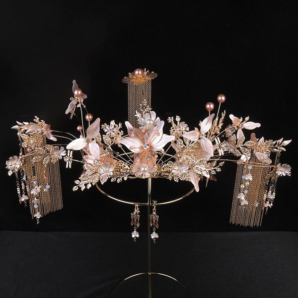 bridal chinese style dragon and phoenix crown new liquid flower shape crystal tiara retro wedding gown headwear accessories, Golden;silver
bridal chinese style dragon and phoenix crown new liquid flower shape crystal tiara retro wedding gown headwear accessories, Golden;silver
