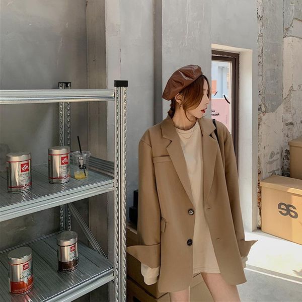 women's suits & blazers suit coat 2021 spring khaki oversize casual korean british style small trend, White;black
women's suits & blazers suit coat 2021 spring khaki oversize casual korean british style small trend, White;black