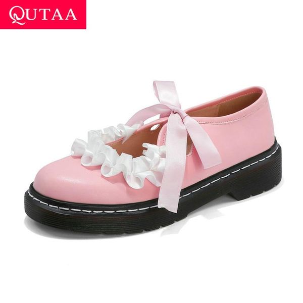 dress shoes qutaa 2021 pu leather square low heel lace up women single sewing round toe shallow sweet ladies pumps big size 34-43, Black
dress shoes qutaa 2021 pu leather square low heel lace up women single sewing round toe shallow sweet ladies pumps big size 34-43, Black