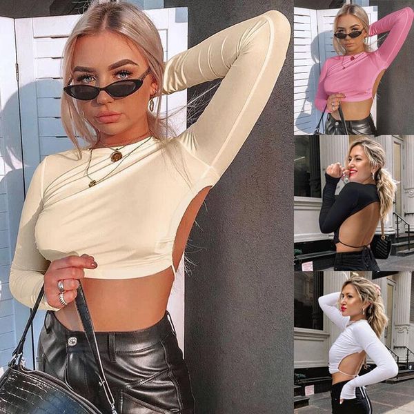 women's t-shirt 2021 slim halter strap long-sleeved short solid color all-match tight-fitting, White
women's t-shirt 2021 slim halter strap long-sleeved short solid color all-match tight-fitting, White