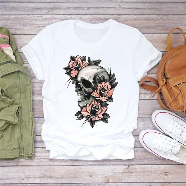 men 90s casual skull mens t shirt horror floral flower halloween print lady shirts graphic female tee, White;black
men 90s casual skull mens t shirt horror floral flower halloween print lady shirts graphic female tee, White;black