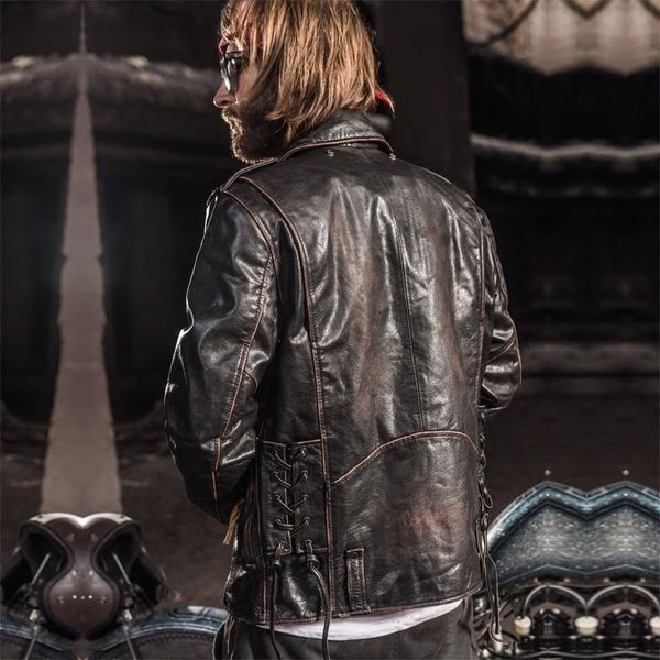 men's leather & faux vintage 2021 brown biker jacket diagonal zipper plus size 6xl genuine cowhide slim fit american motorcycle coat, Black 
men's leather & faux vintage 2021 brown biker jacket diagonal zipper plus size 6xl genuine cowhide slim fit american motorcycle coat, Black