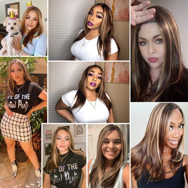 14-20 inches straight highlights wigs for black women brown mix blonde color middle part synthetic hair blonde highlights wigfactory direct
14-20 inches straight highlights wigs for black women brown mix blonde color middle part synthetic hair blonde highlights wigfactory direct