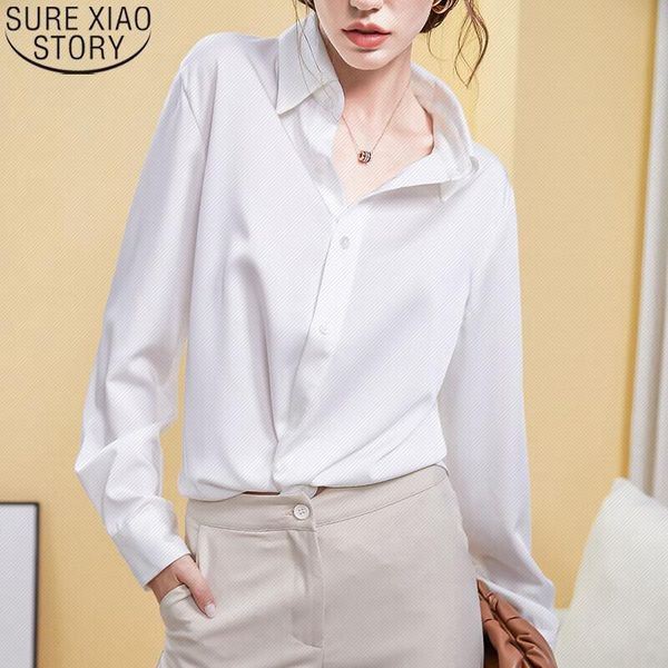 women's blouses & shirts office lady elegant fashion white shirt 2021 spring long sleeve loose satin blusas 12607
women's blouses & shirts office lady elegant fashion white shirt 2021 spring long sleeve loose satin blusas 12607