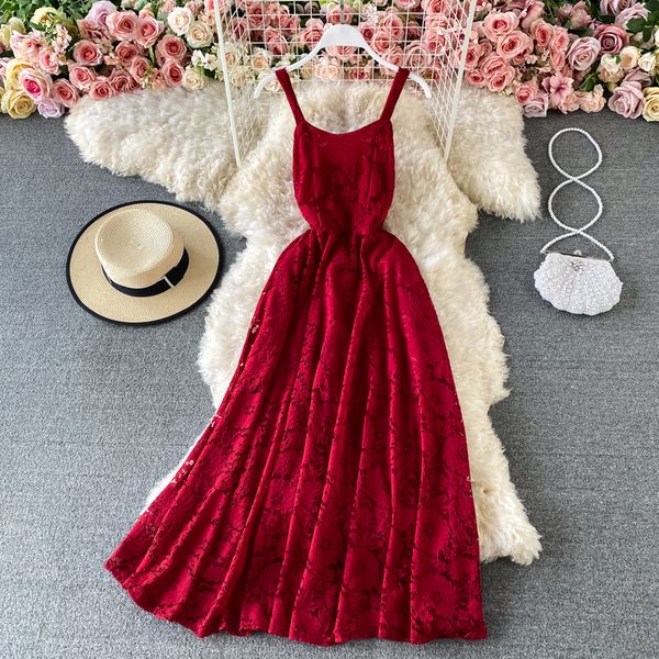 vintage spaghetti strap lace midi dress women red/pink/yellow open back high waist vestidos female summer 2021 new fashion, Black;gray
vintage spaghetti strap lace midi dress women red/pink/yellow open back high waist vestidos female summer 2021 new fashion, Black;gray