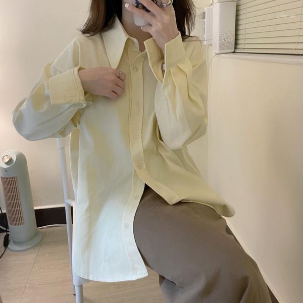 women's blouses & shirts 2021 all match minimalist fashion brief oversize solid retro femme streetwear gentle elegant chic, White
women's blouses & shirts 2021 all match minimalist fashion brief oversize solid retro femme streetwear gentle elegant chic, White