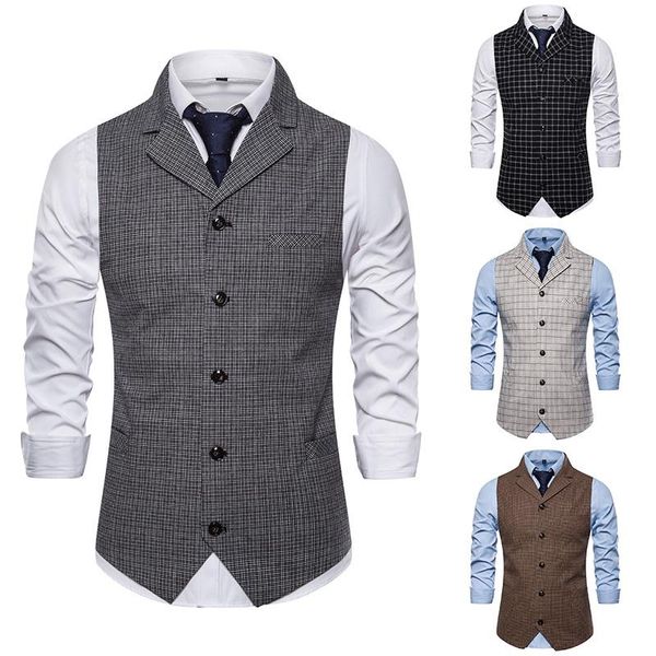men's vests brand men vest british style terno masculino slim fit plaid waistcoat business single breasted gilet chalecos para hombre, Black;white
men's vests brand men vest british style terno masculino slim fit plaid waistcoat business single breasted gilet chalecos para hombre, Black;white