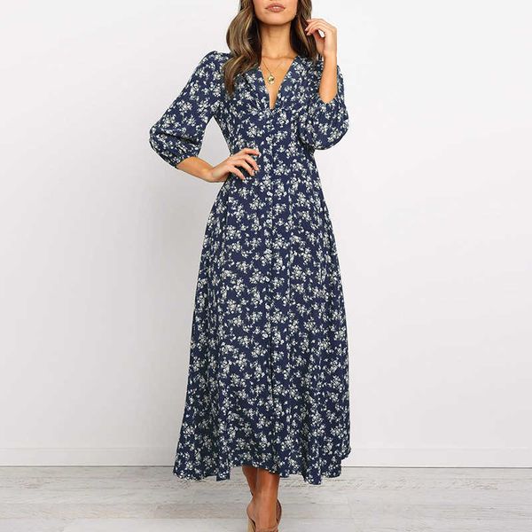 floral print vintage v neck long sleeve single breasted chiffon high waist dress women casual boho loose streetwear long dresses 210608, Black;gray
floral print vintage v neck long sleeve single breasted chiffon high waist dress women casual boho loose streetwear long dresses 210608, Black;gray