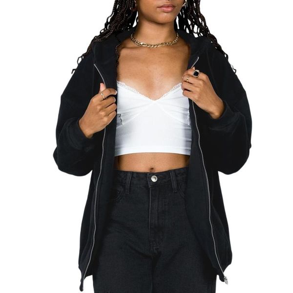 women's hoodies & sweatshirts women loose style coat full sleeve solid color zipper open front hooded jacket with pockets indoors ourdo, Black
women's hoodies & sweatshirts women loose style coat full sleeve solid color zipper open front hooded jacket with pockets indoors ourdo, Black