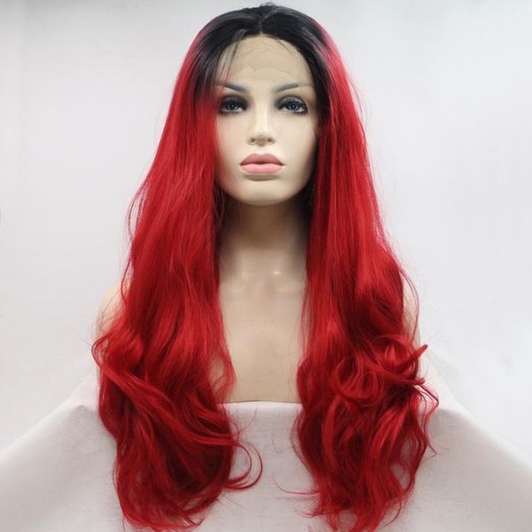 synthetic wigs populr red ombre color long body wave hair lace front natural hairline daily cosplay frontal for women, Black
synthetic wigs populr red ombre color long body wave hair lace front natural hairline daily cosplay frontal for women, Black