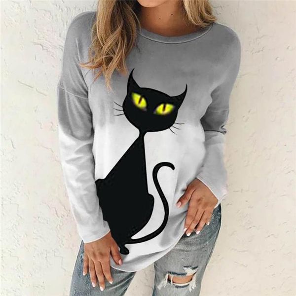 women's t-shirt autumn gradient tie dye funny cute cat printed long sleeved loose o-neck fashion casual oversize pullovers, White
women's t-shirt autumn gradient tie dye funny cute cat printed long sleeved loose o-neck fashion casual oversize pullovers, White