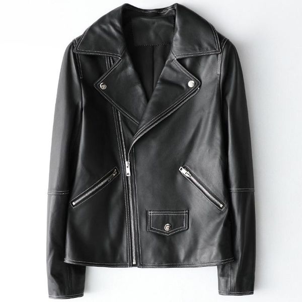 women's leather & faux 2021 style women sheepskin short motorcycle jacket fall winter coat, Black
women's leather & faux 2021 style women sheepskin short motorcycle jacket fall winter coat, Black