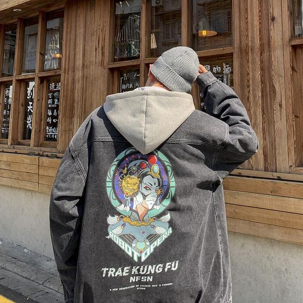 men's jackets 2021 mens oversized vintage punk denim jacket male y2k korean fashion coats men japanese streetwear hooded jean, Black;brown
men's jackets 2021 mens oversized vintage punk denim jacket male y2k korean fashion coats men japanese streetwear hooded jean, Black;brown