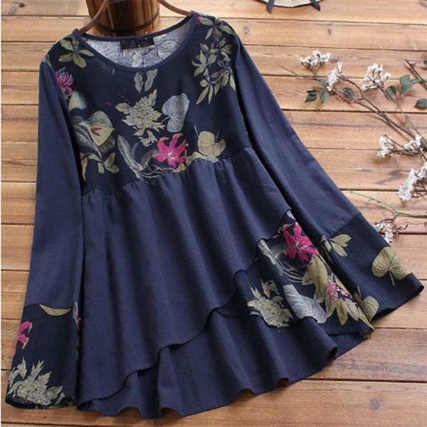 print splicing women blouses plus size loose tunic shirt blouse irregular hem chemisier femme blouse women blusas mujer, White
print splicing women blouses plus size loose tunic shirt blouse irregular hem chemisier femme blouse women blusas mujer, White