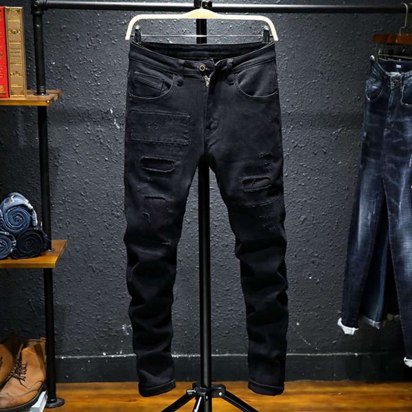 brand autumn black jeans slim fit youth leggings men's korean fashion hole cut pantswinter, Blue
brand autumn black jeans slim fit youth leggings men's korean fashion hole cut pantswinter, Blue
