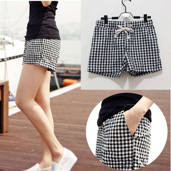 ly fashion women plaid shorts casual loose elastic waist all-match summer cotton short pants, White;black
ly fashion women plaid shorts casual loose elastic waist all-match summer cotton short pants, White;black