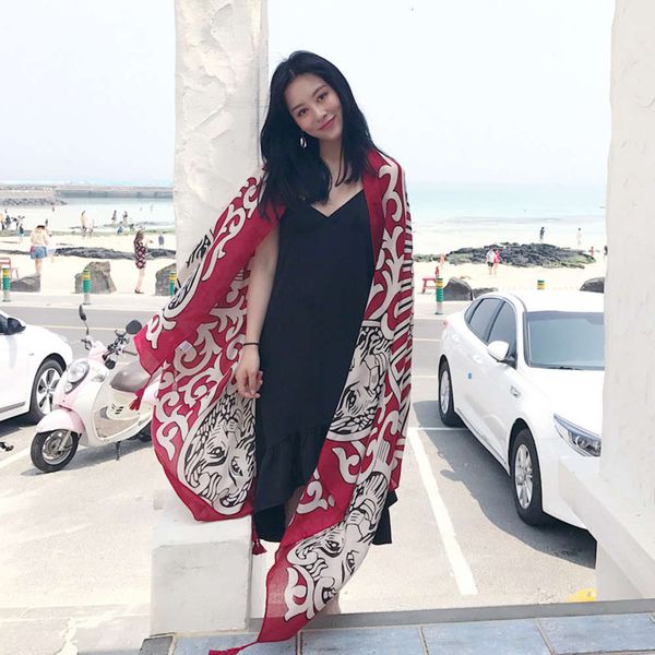 silk female summer beach sun protection scarf dual use korean version long versatile ethnic style shawl, Blue;black
silk female summer beach sun protection scarf dual use korean version long versatile ethnic style shawl, Blue;black